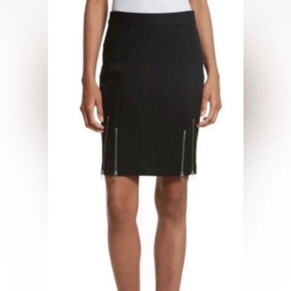 T by Alexander‎ Wang Sz 8 Skirt Pencil Black Zipper Detail - Picture 1 of 5